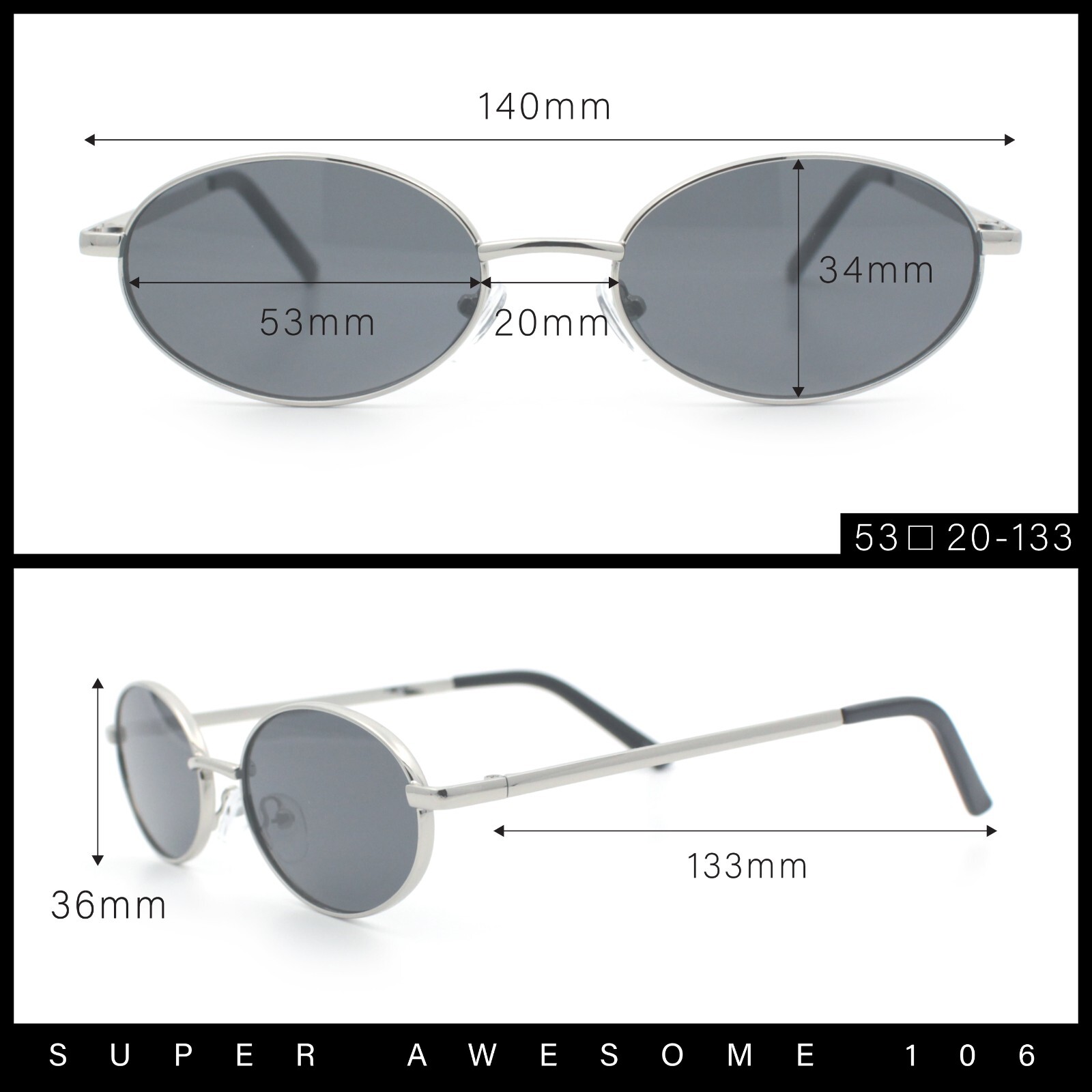 Hipster Classic Oval Hustler Metal Rim Retro Fashion Sunglasses