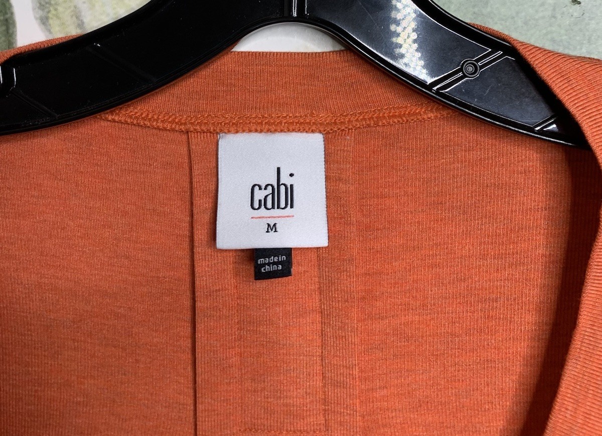 CAbi Medium Hangout Tee Shirt 4190 Orange Striped long Sleeve Blouse