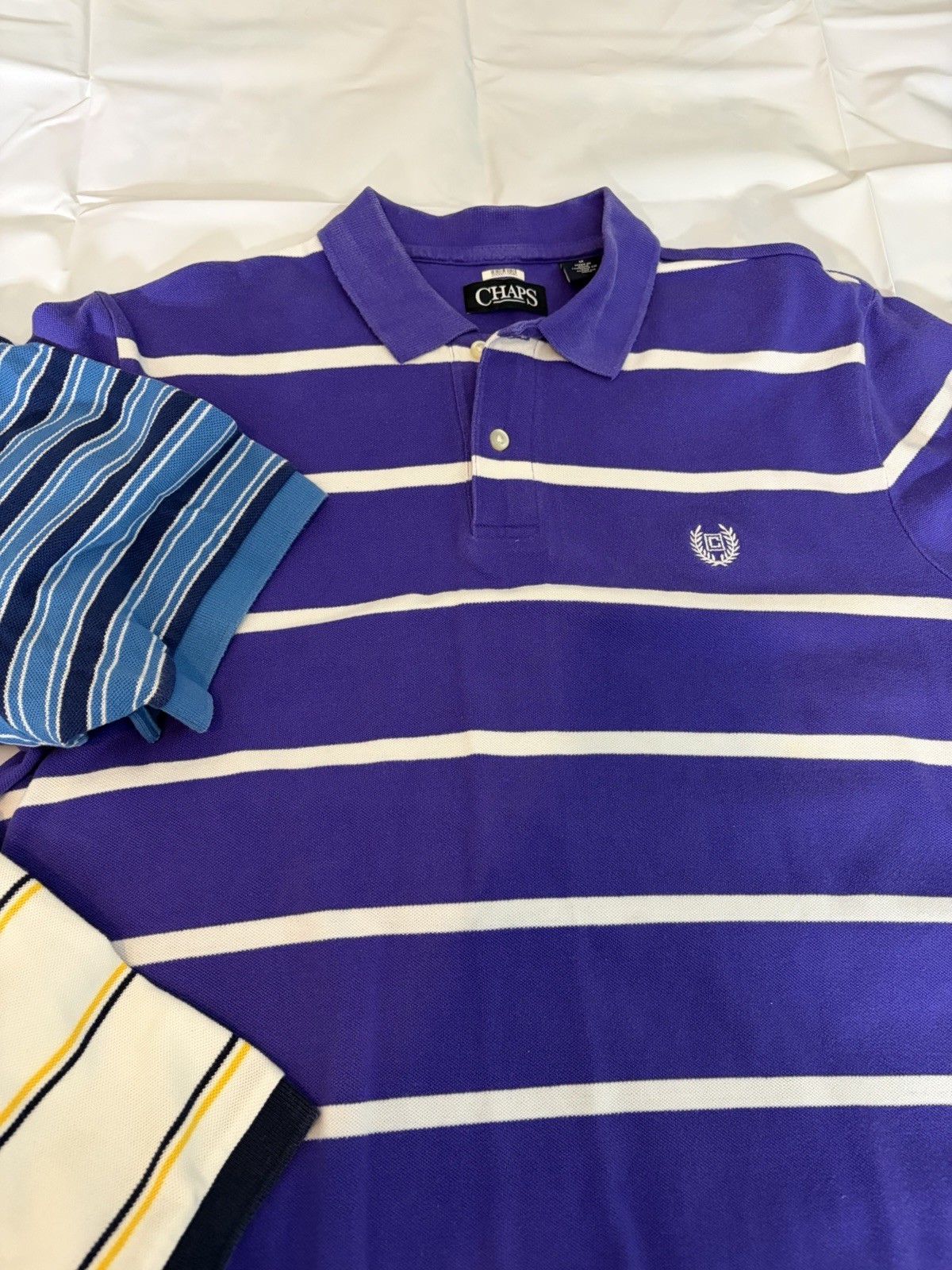Vintage Chaps T Lauren Mens M Short Sleeve Striped Polo 80’s -90’s Golf Preppy