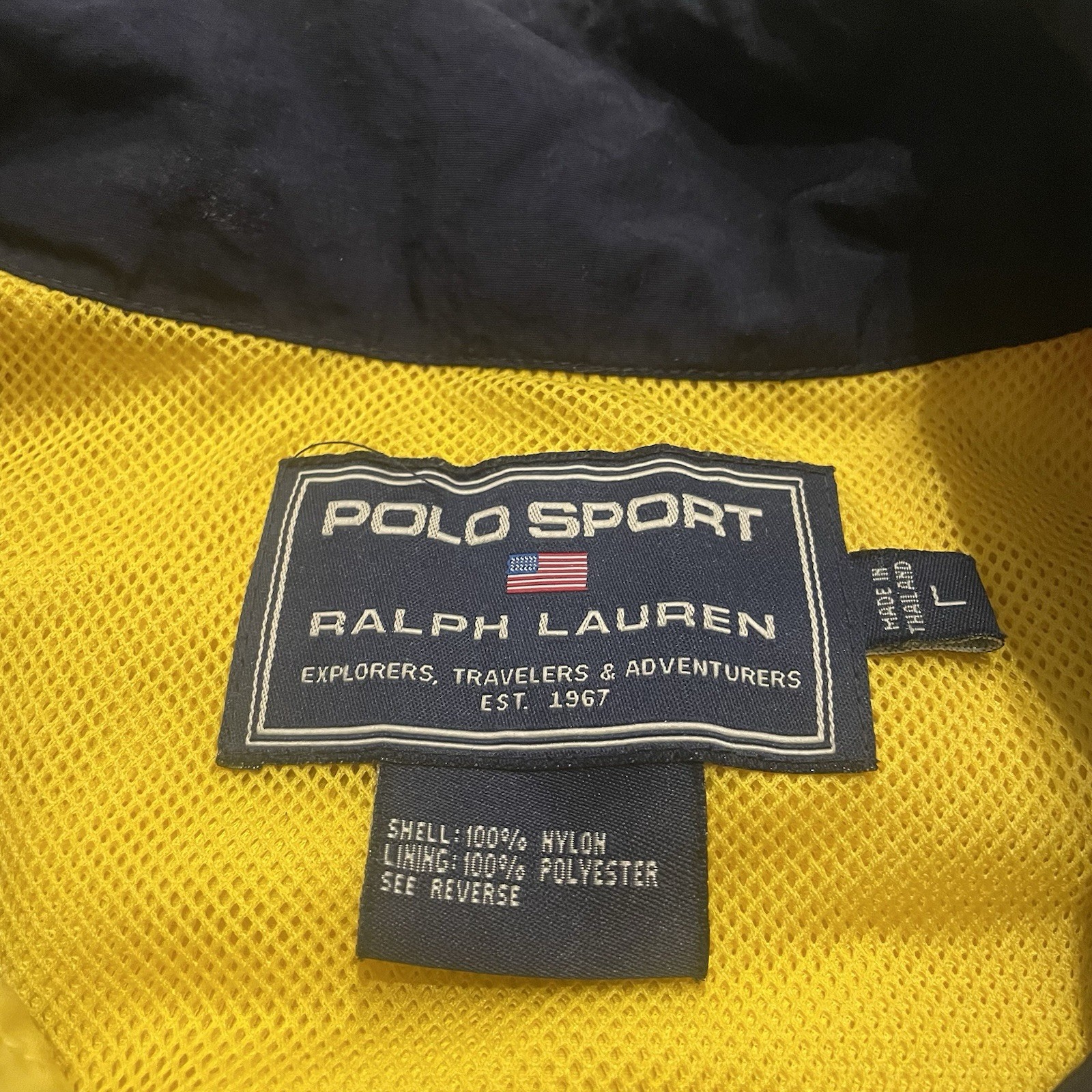 Polo Ralph Lauren Sport Jacket Windbreaker Sailing Yellow 90s Vintage Mens L