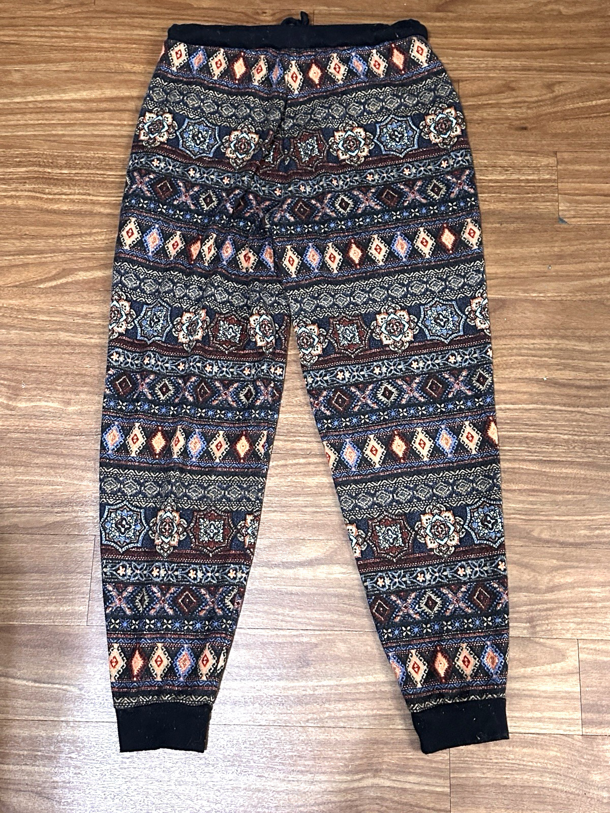 Pink Rose Southwestern Sweatpants multicolor Boho Aztec Tribal size Small