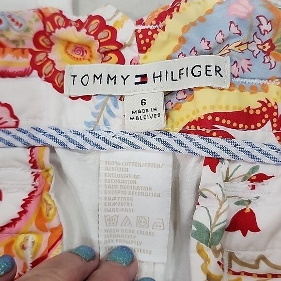 Tommy Hilfiger Pants cropped White Cotton Mid-rise Straight Leg Women’s 6