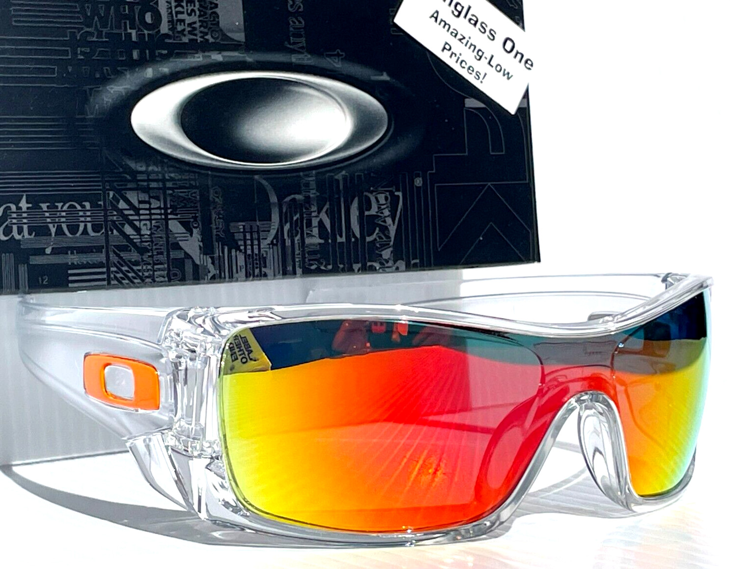 NEW Oakley BATWOLF Clear Orange Icon POLARIZED Spectra Ruby Lens Sunglass 9101