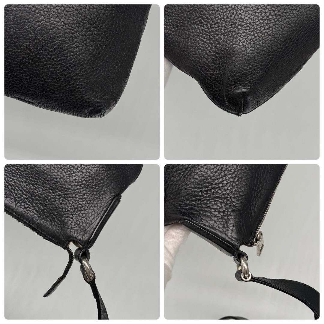 GUCCI Interlocking G Shoulder Bag Black Leather Handbag 26cm x 27cm x 5cm Strap