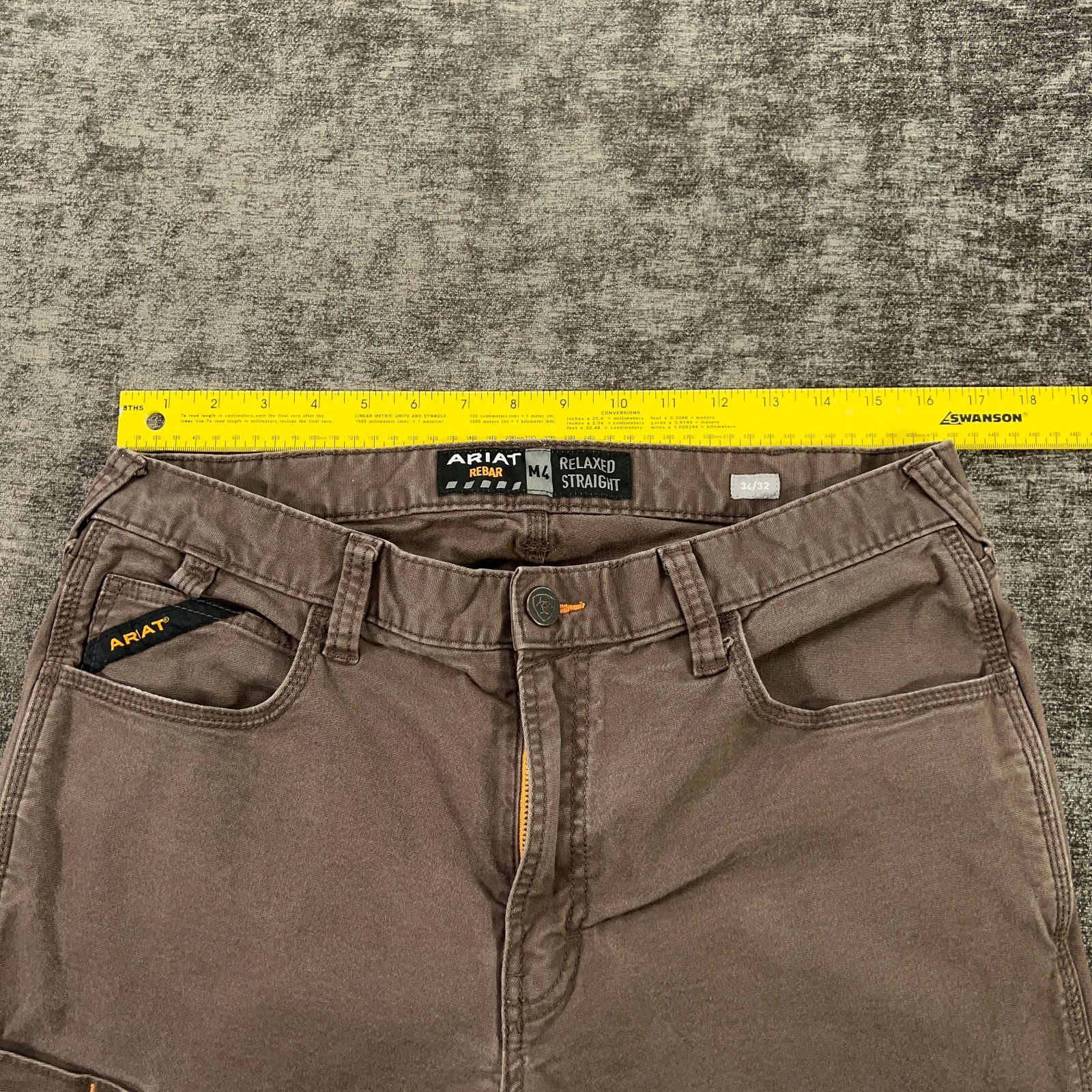 Ariat Rebar M4 Pants Men 32×30 Brown Canvas Relaxed Straight Stretch Tag:34