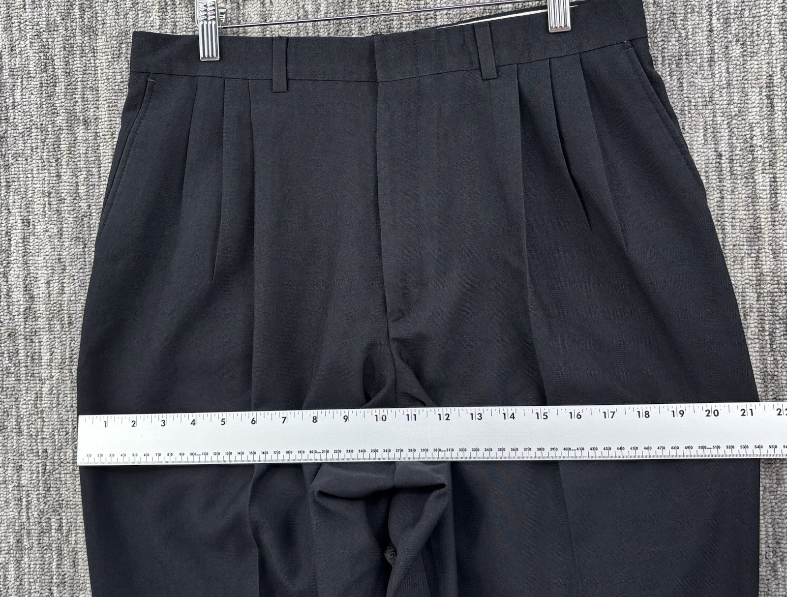 VTG Men’s Loose Relaxed Black Pleated Cuffed Dress Pants 32×31 Talon Zipper