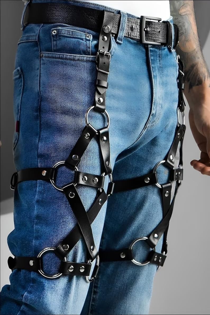 Men Harness Belt Waist Leg Thigh Garter Men’s PU Leather Caged Thigh Holster …