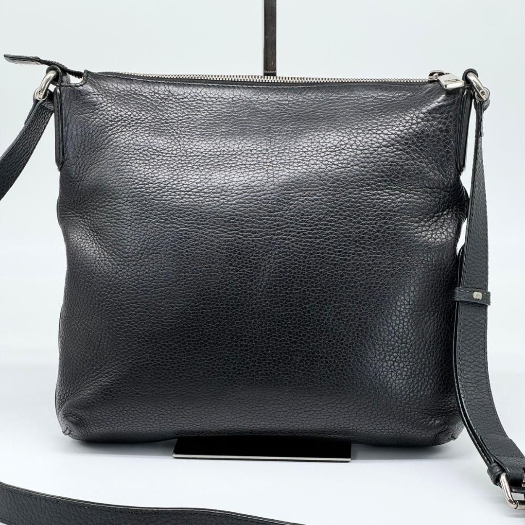 GUCCI Interlocking G Shoulder Bag Black Leather Handbag 26cm x 27cm x 5cm Strap