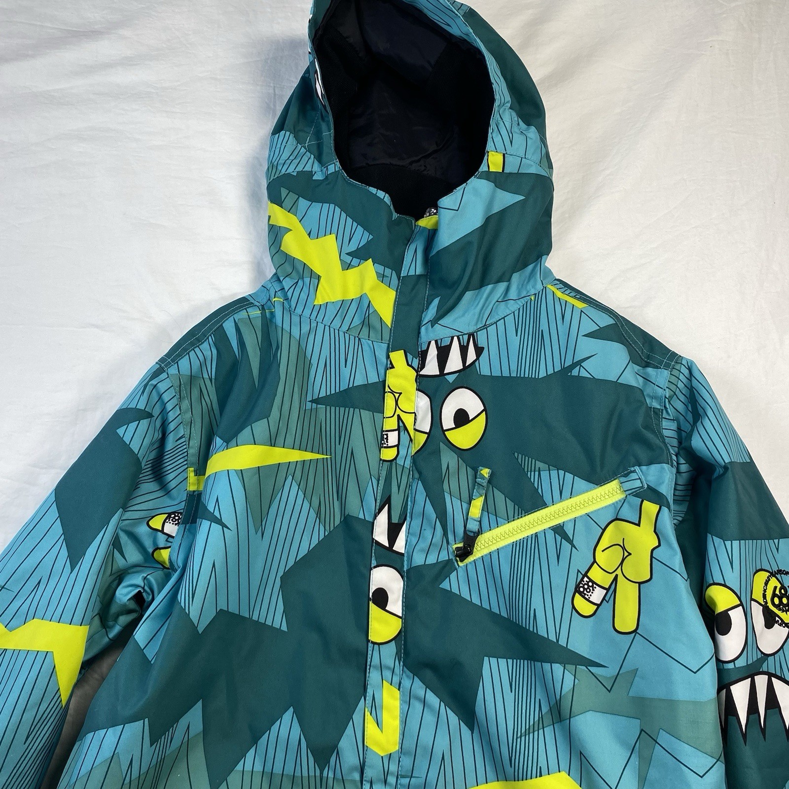 686 Men’s Limited Edition Hooded Full Zip Snow Jacket Graphic Print XS Blue