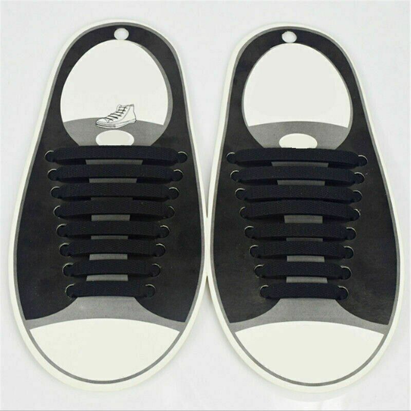16Pcs Easy No Tie Shoelaces Elastic Silicone Flat Lazy Shoe Lace Strings Adult