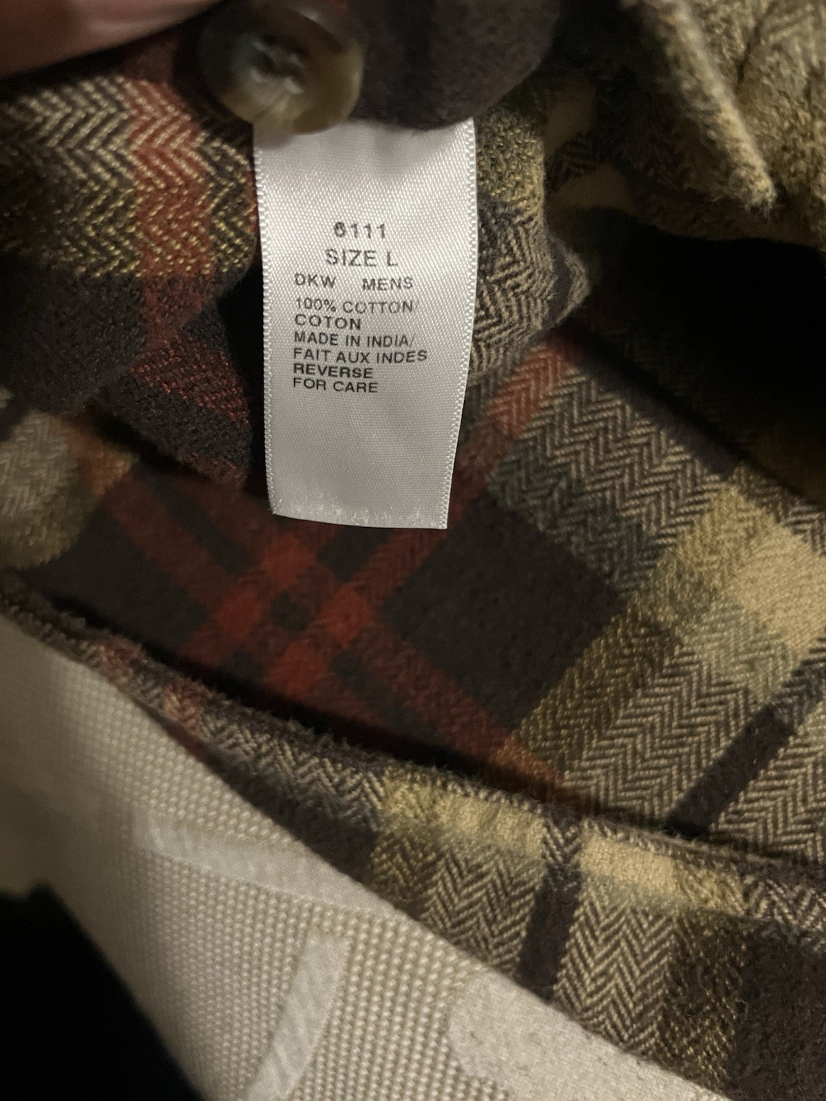 Woolrich 6111 Heavy Brown Cotton Flannel Shirt Jacket Men’s Large Elbow Pads
