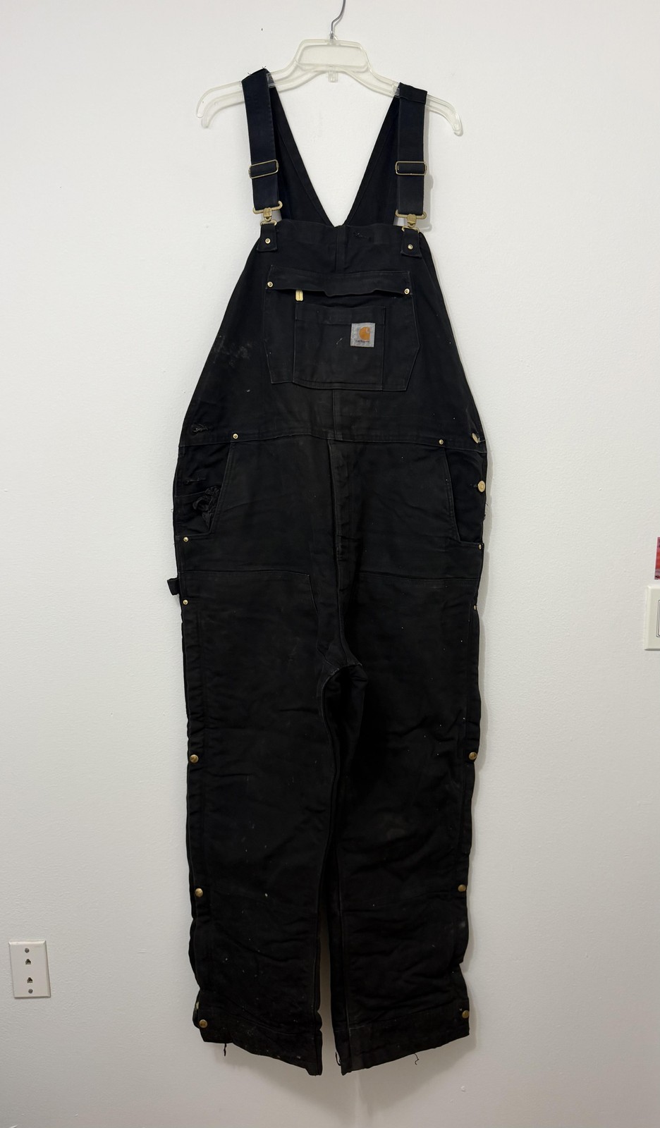 Carhartt Bib Overalls Mens XL Black Insulated Duck Quilt Lined Workwear 104393