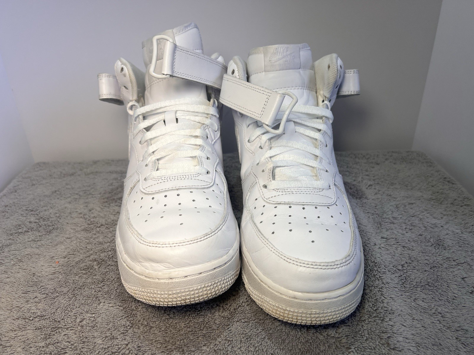 Nike Air Force 1 High 07 Triple White Mens Size 11.5 Leather Strap Sneakers