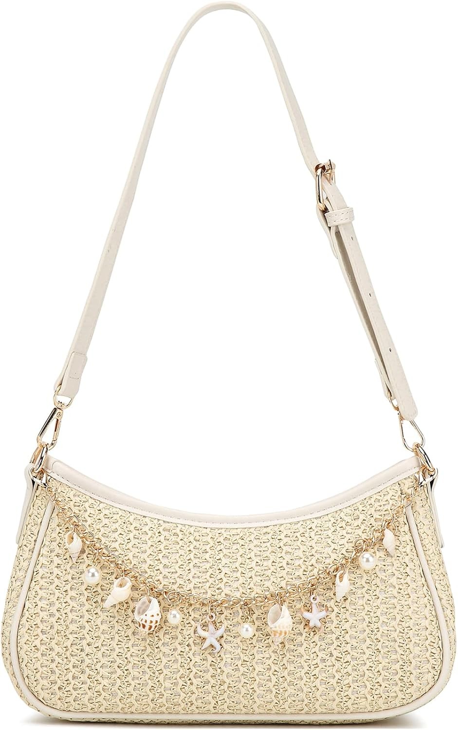 Straw Shoulder Bag for Women Raffia Summer Beach Bag Boho Woven Straw Shoulder P