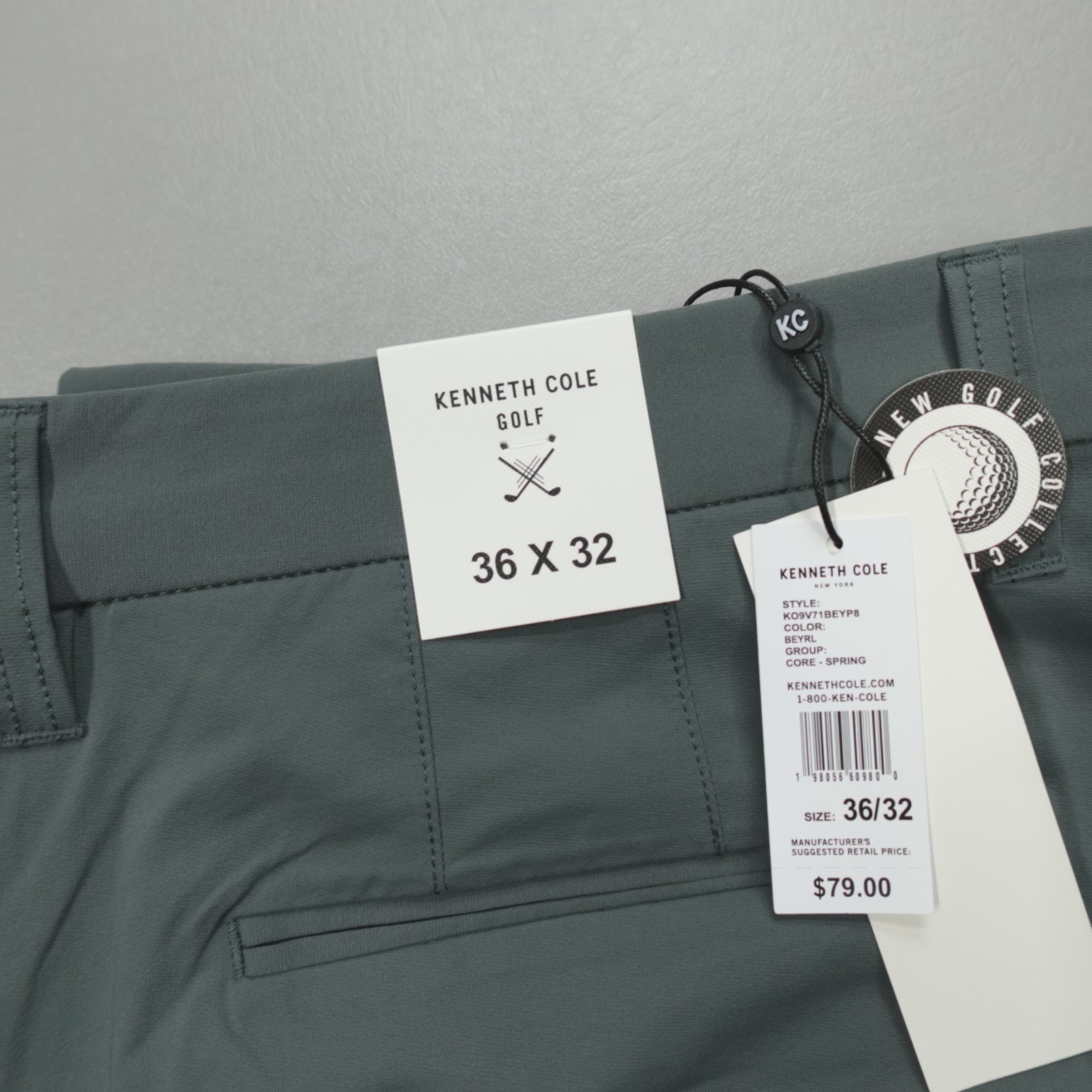 Kenneth Cole Men’s Golf Pants Stretch Water Resistant Nylon Blend Beyrl