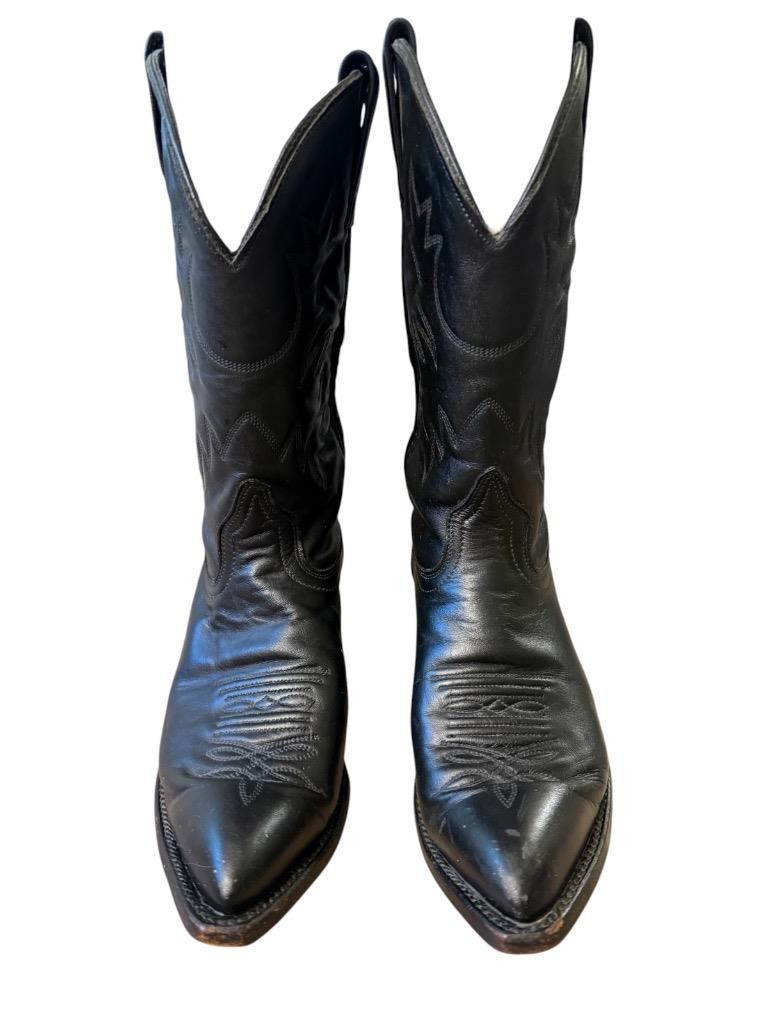Vintage J Chisholm Black Leather Cowboy Boot Women size 6.5