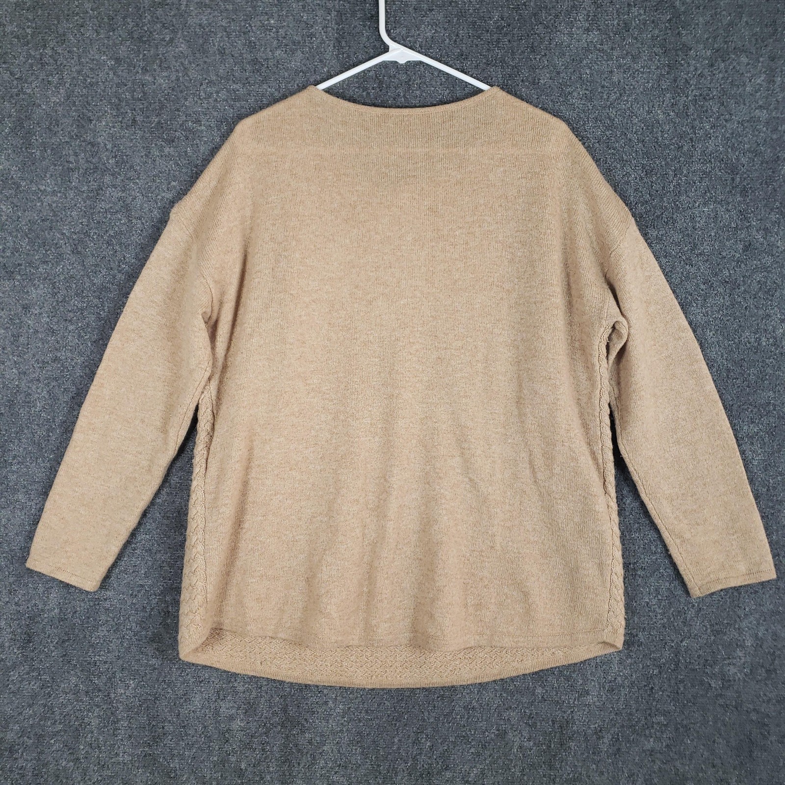 Madeleine Sweater Womens 14/16 Beige Tan Wool Cashmere Pullover Textured Knit