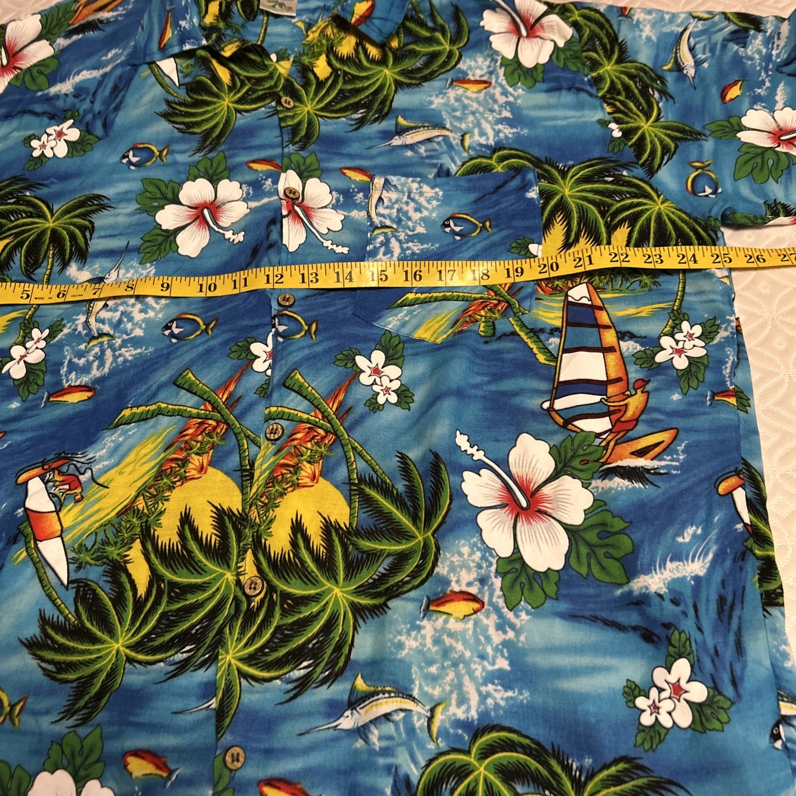 ISLAND EXPRESSIONS 100%RAYON hand wash Blue Button Front size XXXXL