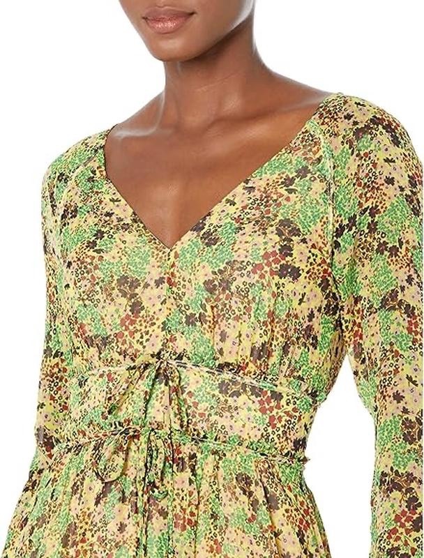 Ted Baker London Green & Yellow Printed Blouse Top UK 8 / EU 36 / US 4