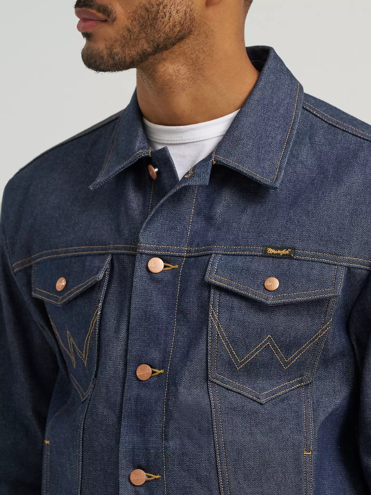 Wrangler Men’s Selvedge Denim Jacket Cowboy Cut Raw Indigo 14.75 oz 100% Cotton