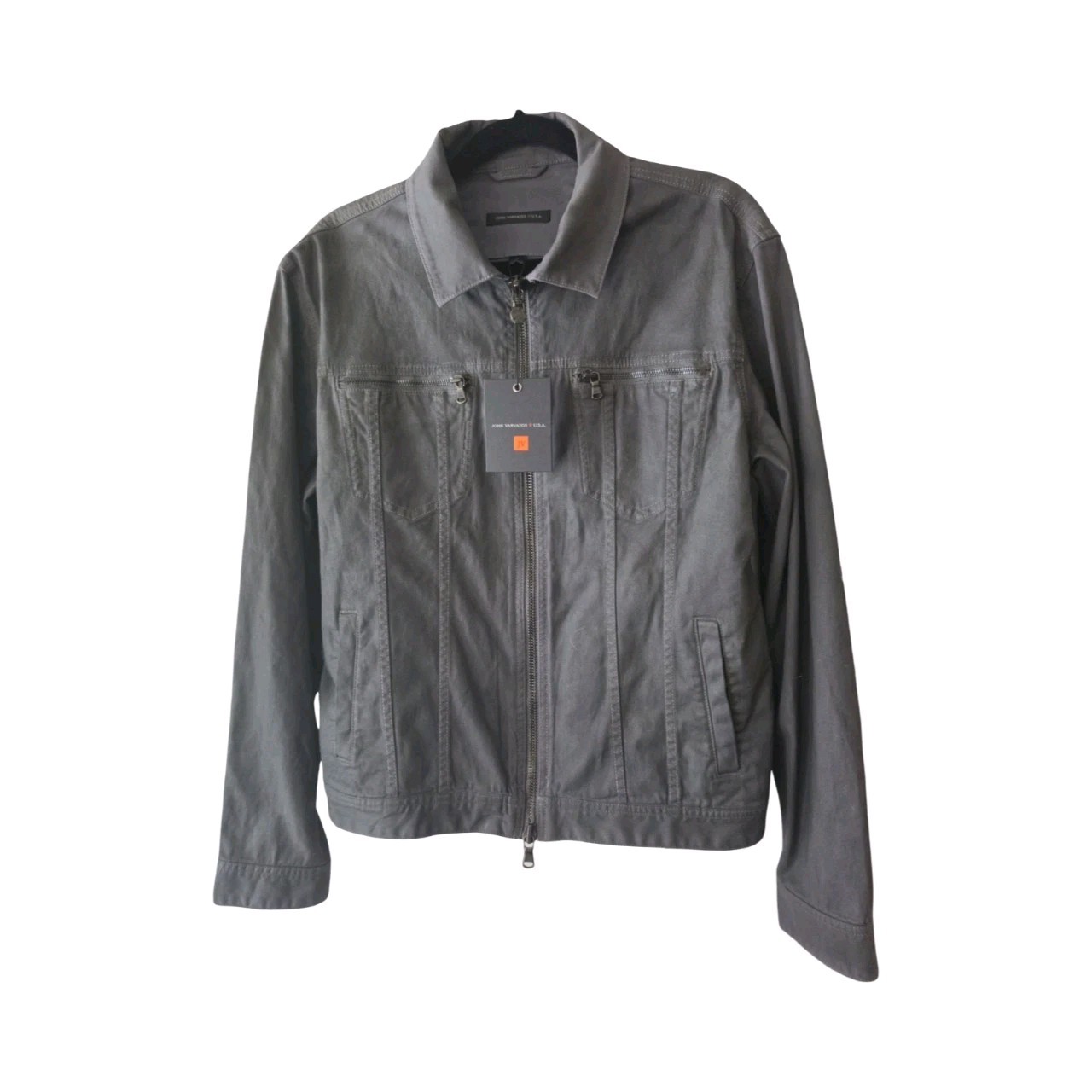John Varvatos U.S.A. Men’s Gray Full-Zip Cotton Jacket M Short Regular Fit