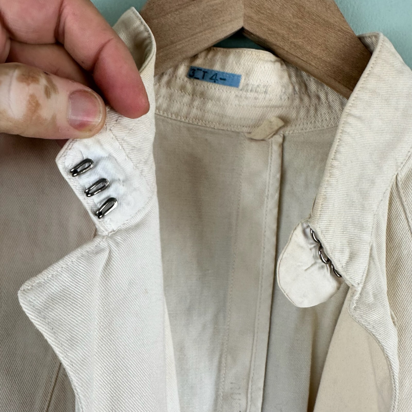Stevens Twist Twill Cotton Change Buttons (Missing) Shop Coat Small Old 40s 50s