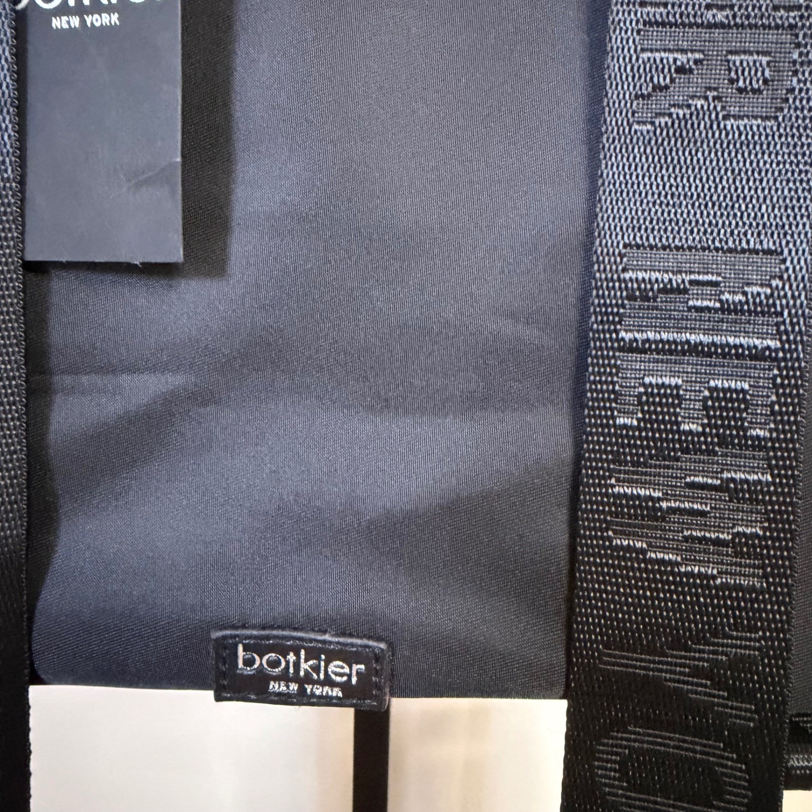 Botkier New York Trigger Black Nylon Leather Flap Backpack Logo Straps NEW