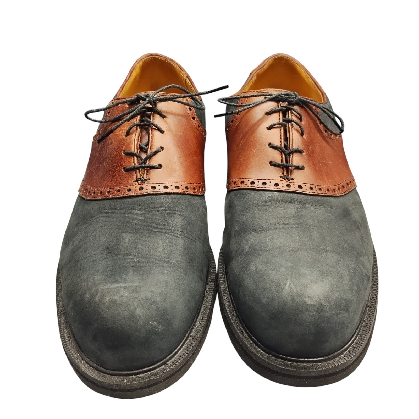 Florsheim Comfortech Two Tone Saddle Shoes Mens US Size 12D Black Brown Lace Up