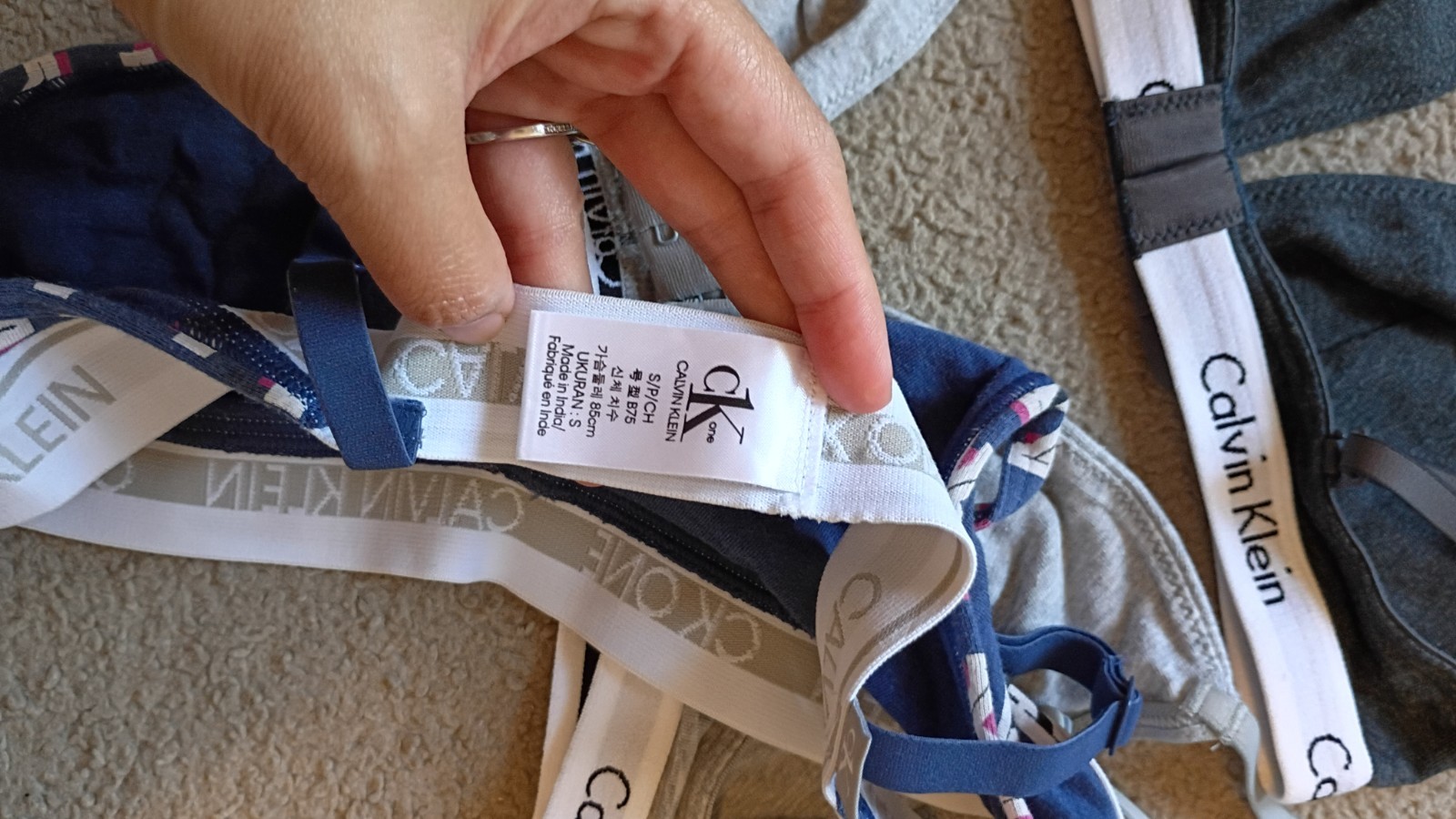 3 PCs Calvin Klein CK One Wireless Bralette Bra 34B Racerback Logo Band