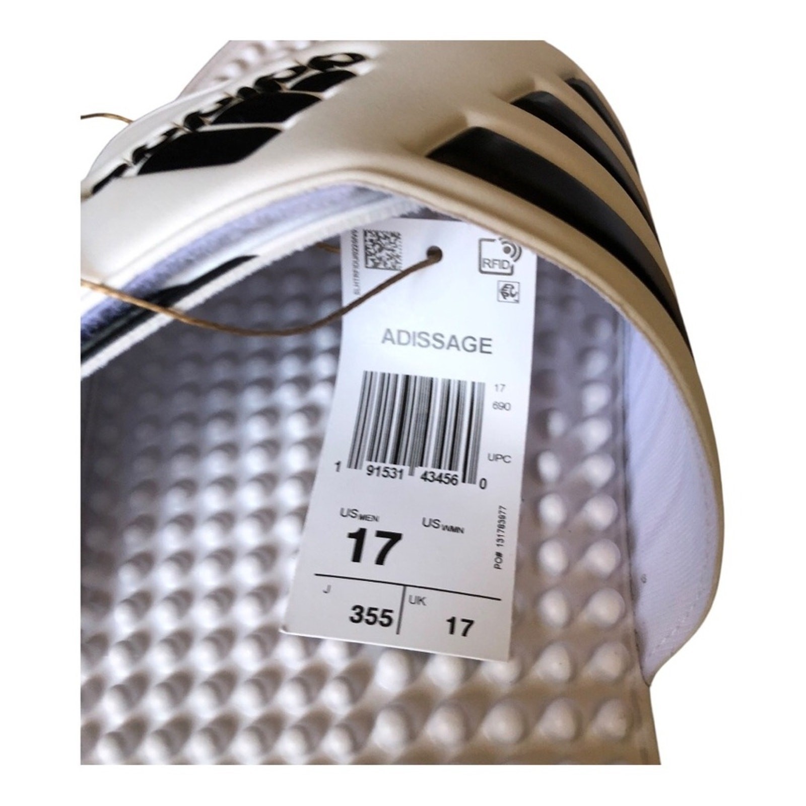 Adidas Adissage Massage Slides White Black Post Workout Recovery Sandals Size 17