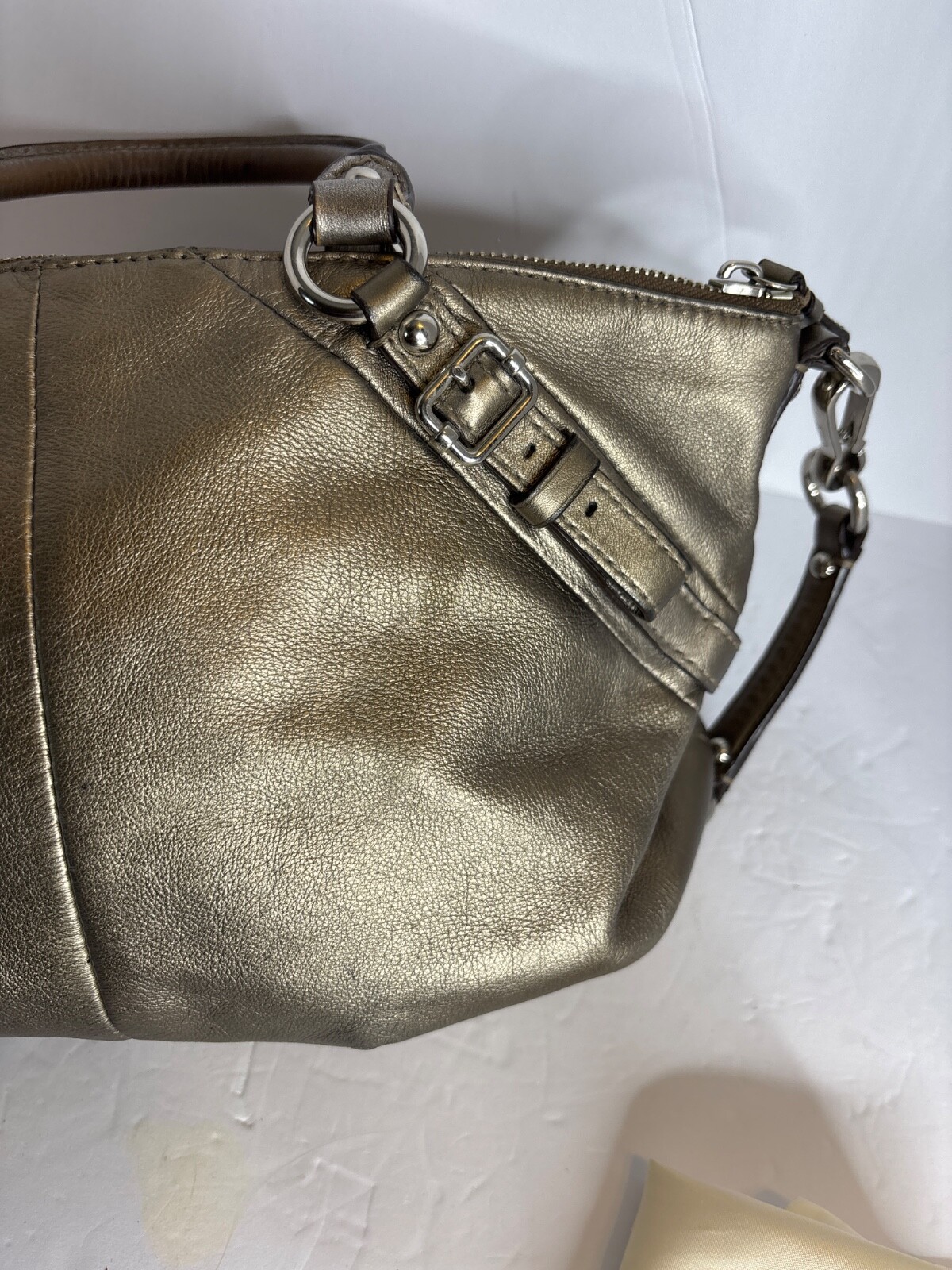 Coach Madison Sophia bronze leather satchel purse shoulder strap dust bag 15960