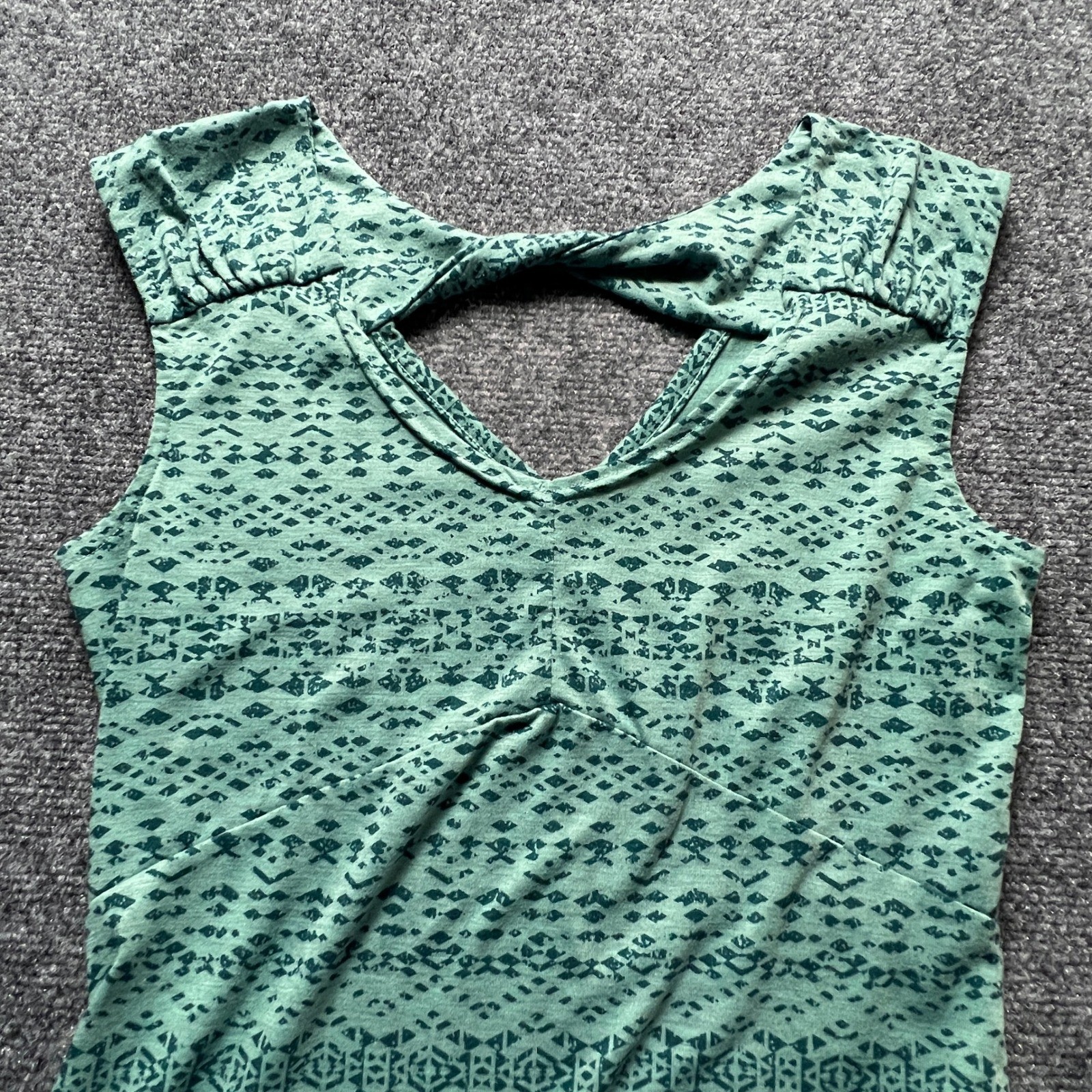 Marmot Green Geometric Print Sleeveless Keyhole Back Active Dress Womens XS