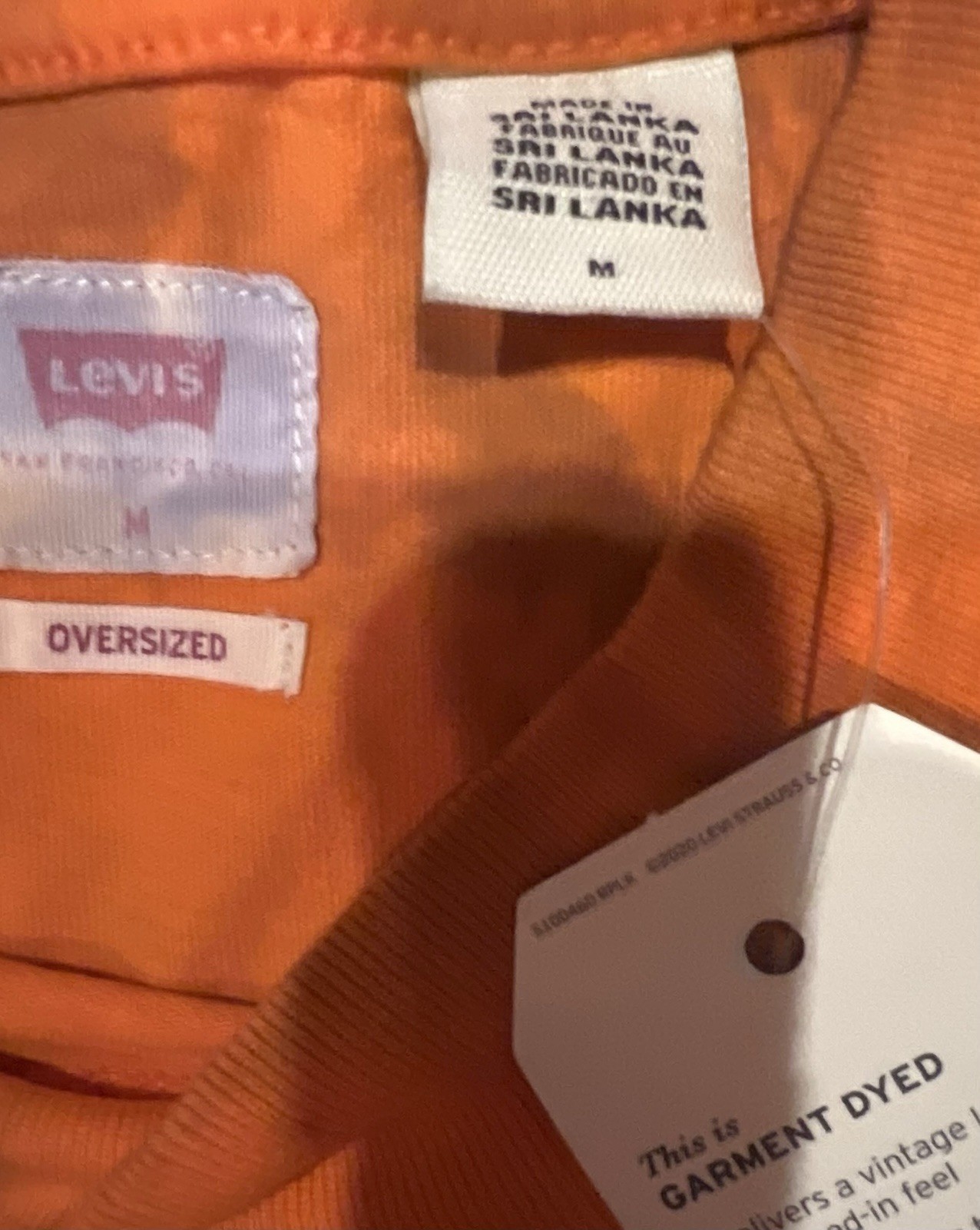 Levi’s Men’s Oversized Orange Tie Dye Mock Neck Long Sleeve Shirt