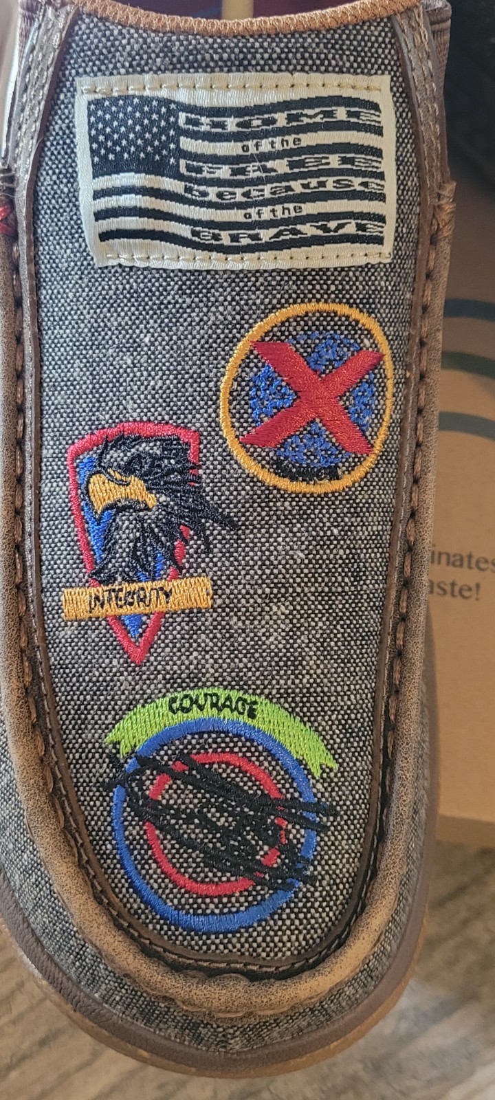 Twisted X Patriotic Patches Tweed Casual Driving Moc Shoes Americana Mens 10 NEW