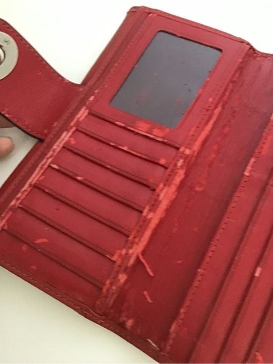 Coach Legacy Leather Turnlock Checkbook Wallet Red Long Bifold Wallet