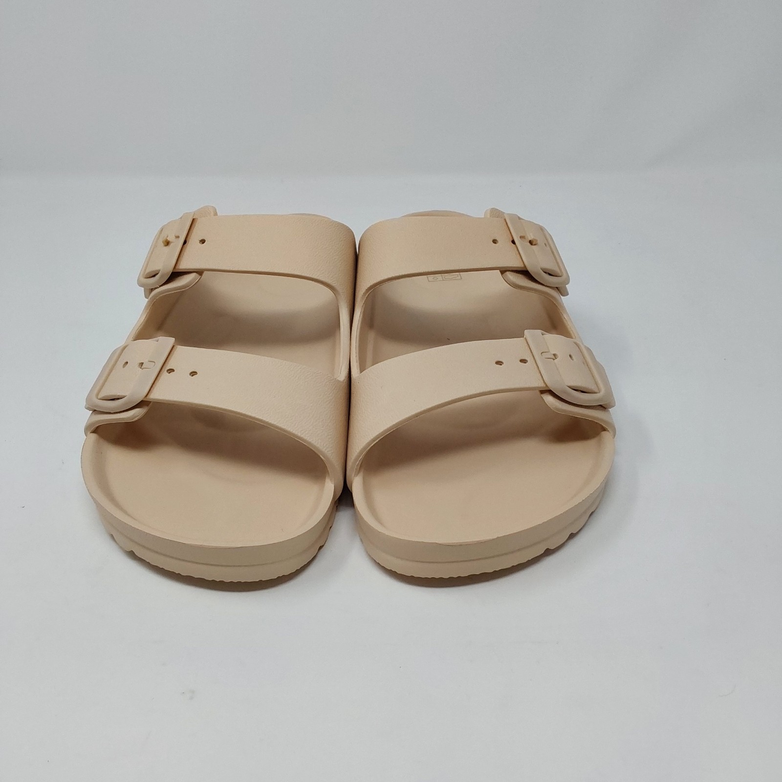 Women’s Double Buckle Comfort Slide Sandals Beige Size EU 40 US 9-9.5