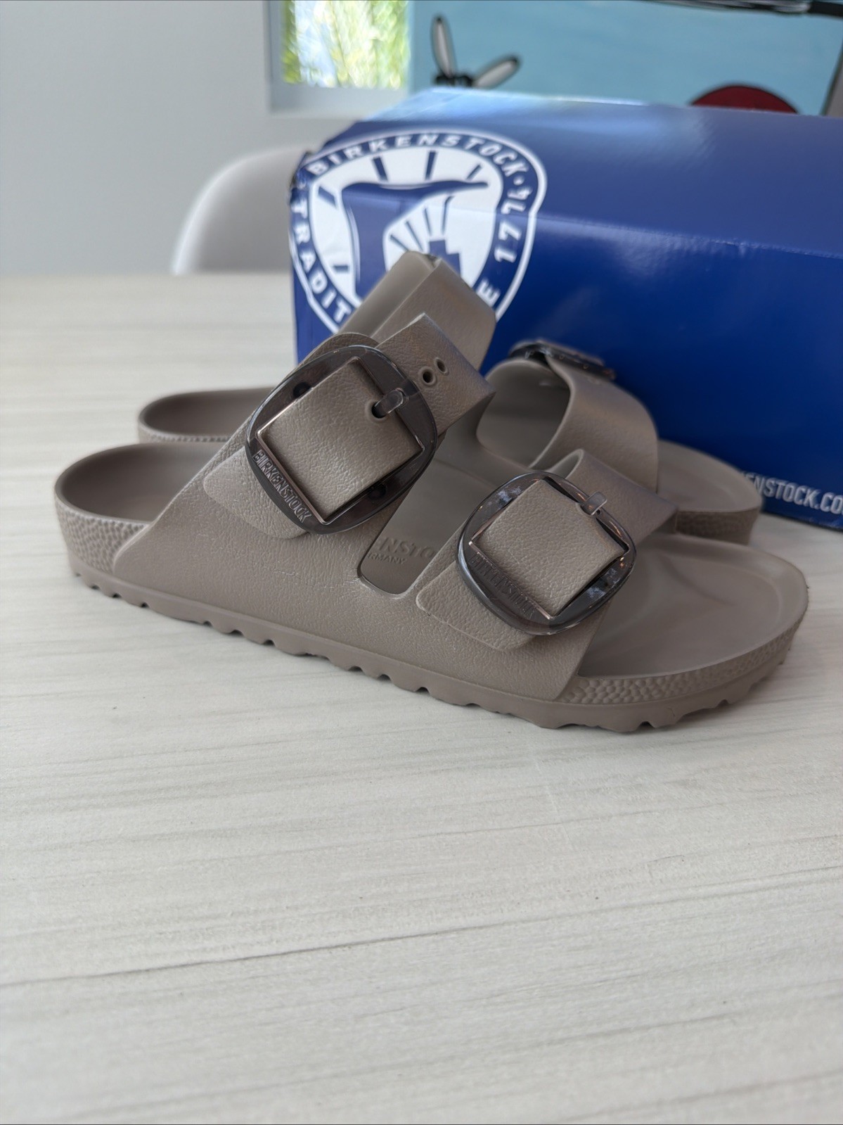 Birkenstock Arizona Big Buckle Taupe EVA Slides Women’s Size 7