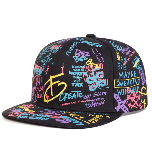 Unisex Black White Letter Print Baseball Cap Adjustable Casual Outdoor Hat