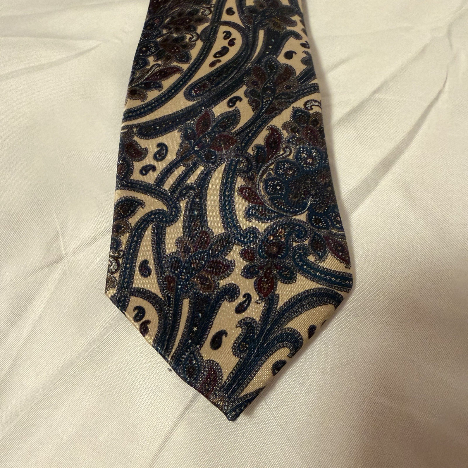 Ketch Men’s Paisley Classic Tie Beige Blue Brown Classic 57″-60″ One Size