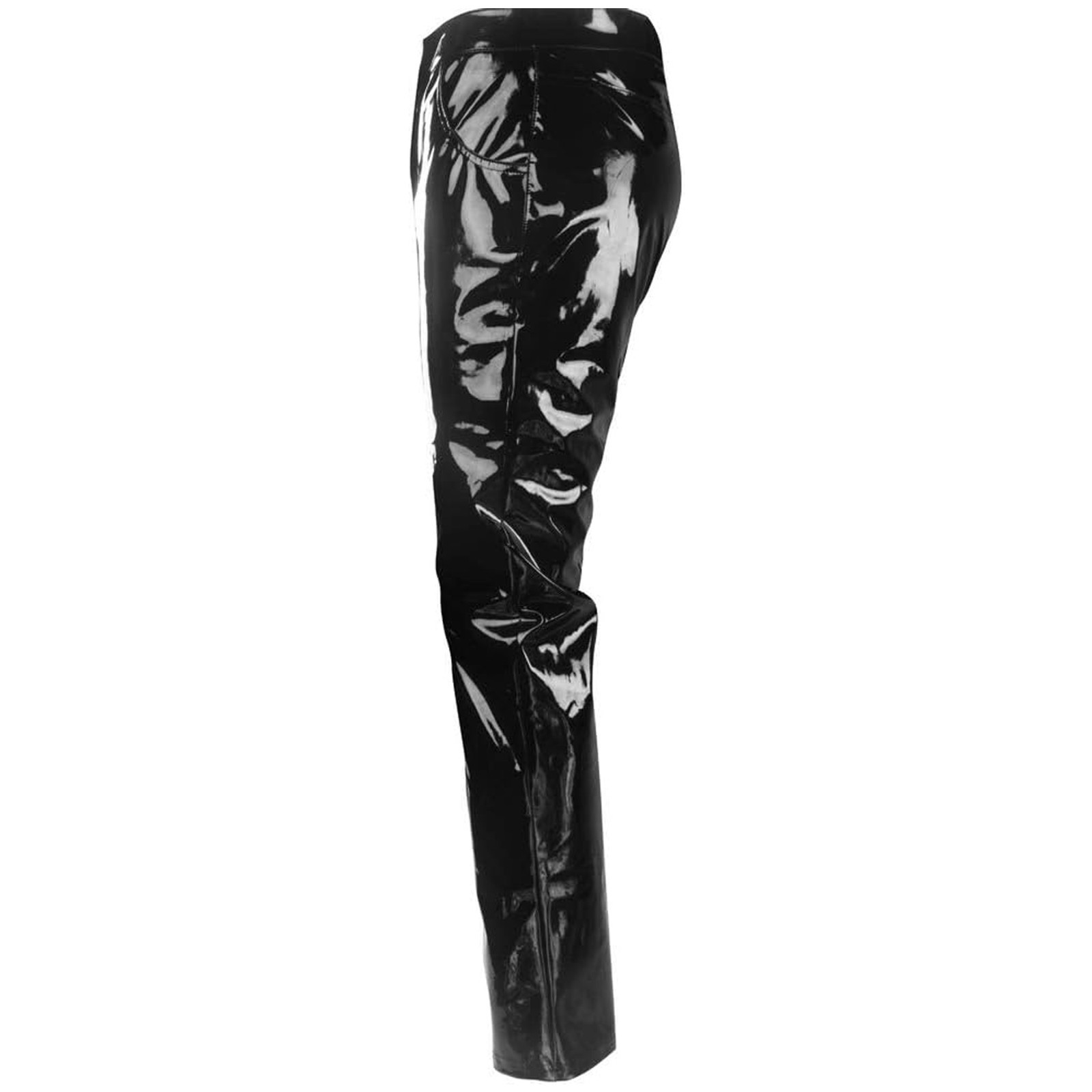 Puritues Men’s Black PVC Leather Pants Wet Look Shiny Slim Fit Trousers Clubwear