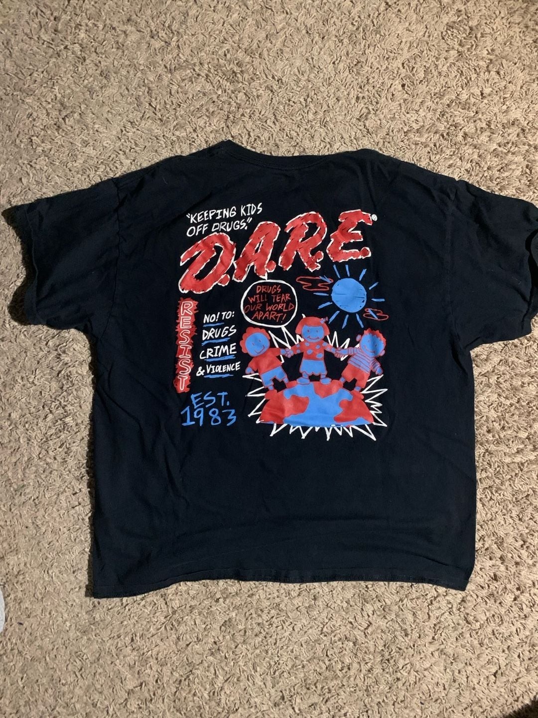D.A.R.E. Crayon Kids World Graphic Black T-Shirt