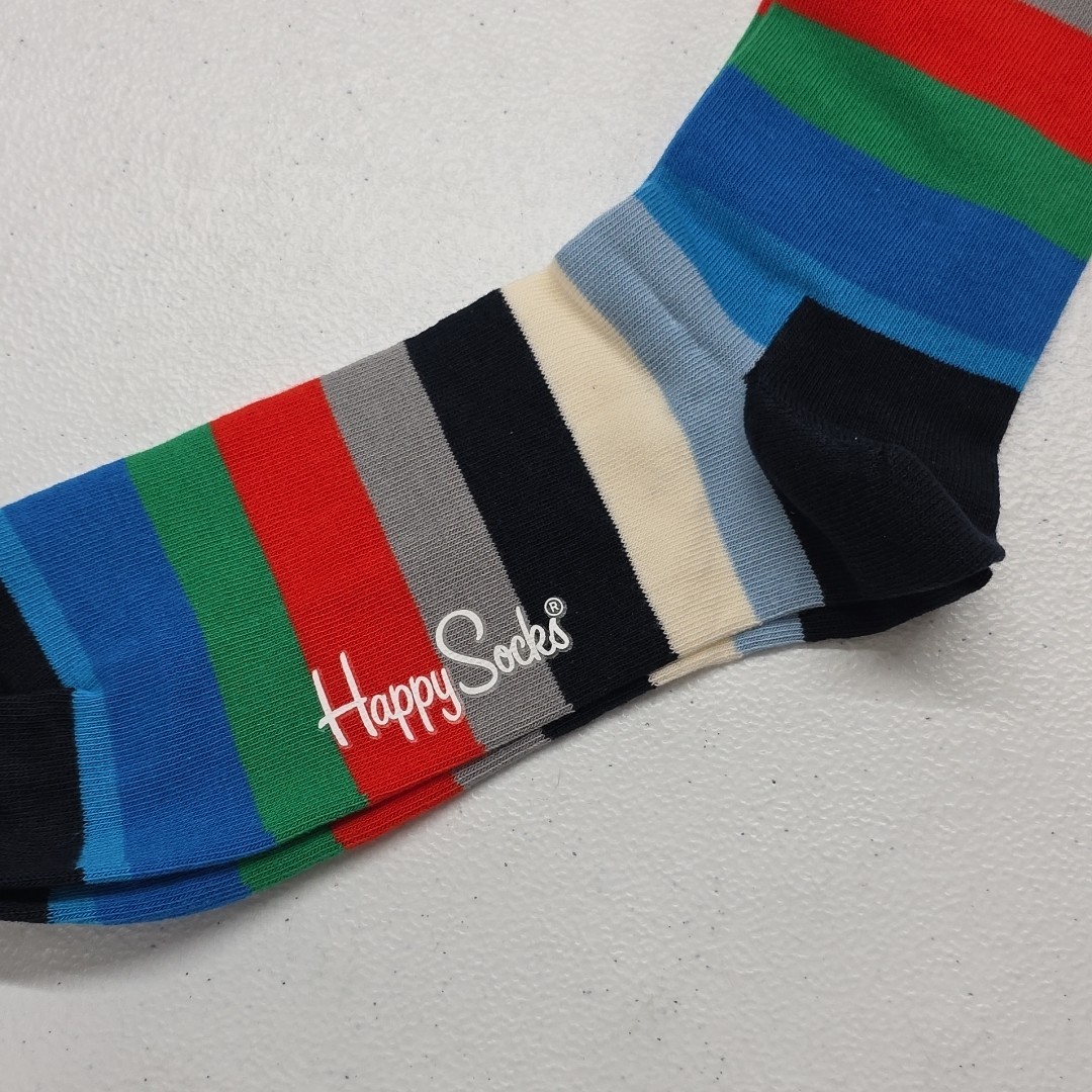 Happy Socks Men’s Size 8-12 Women’s 10-12.5 Striped Crew Socks New With Tags