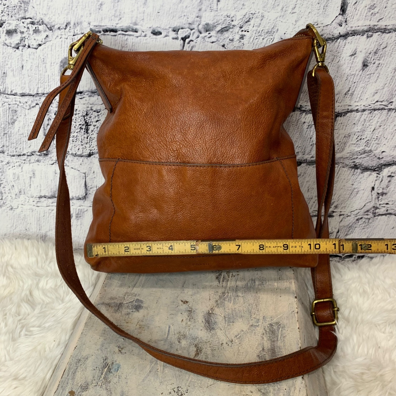 Fossil Amelia Hobo Crossbody Shoulder Bag Brown Leather SHB1819 Distressed