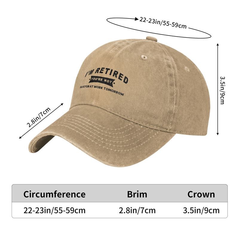 I’M RETIRED Funny Graphic Baseball Cap Unisex Washed Adjustable Sun Hat Casual