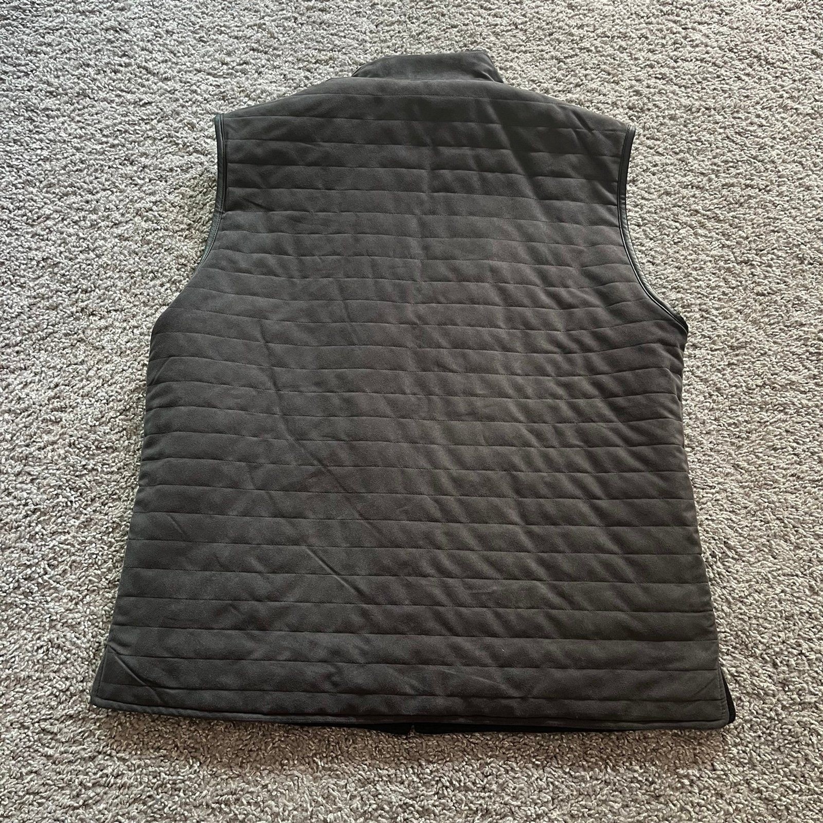 Corneliani ID Reversible Vest Size 50 R Gray Black Herringbone Wool Quilted
