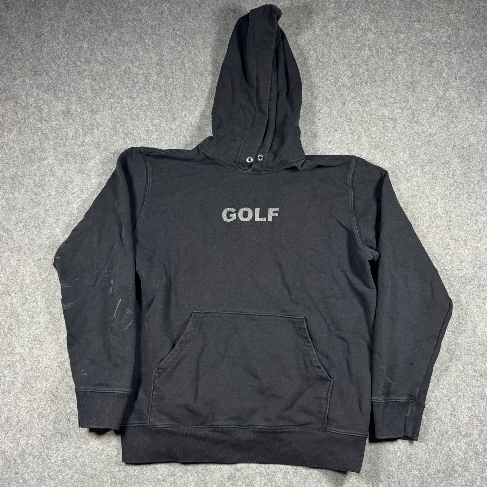 Golf Wang Hoodie Mens Medium Black Basic Logo Distressed Streetwear Pullover