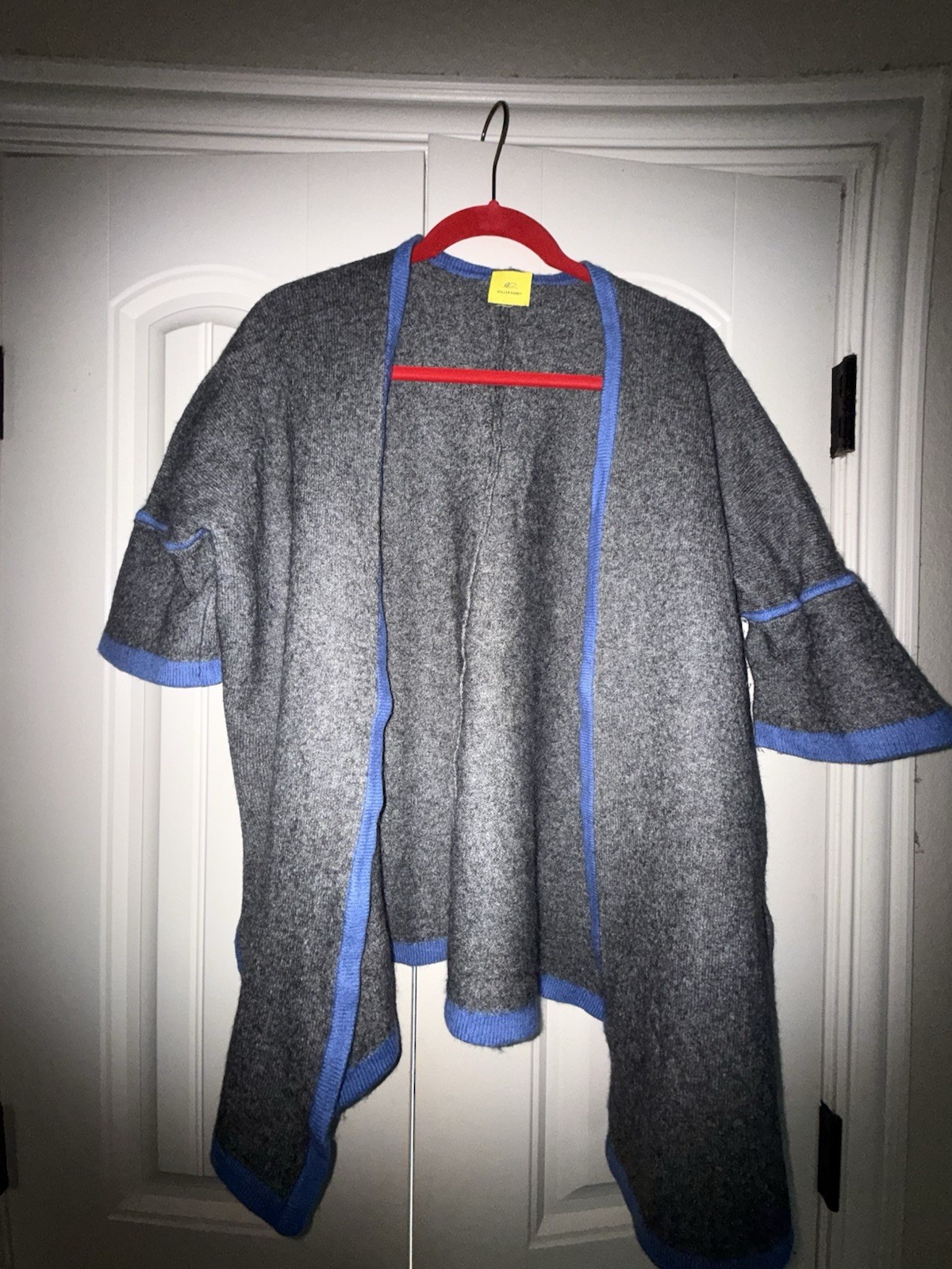 Roller Rabbit Gray/Blue Solid Knit Open Front Cardigan Sweater Juniors M