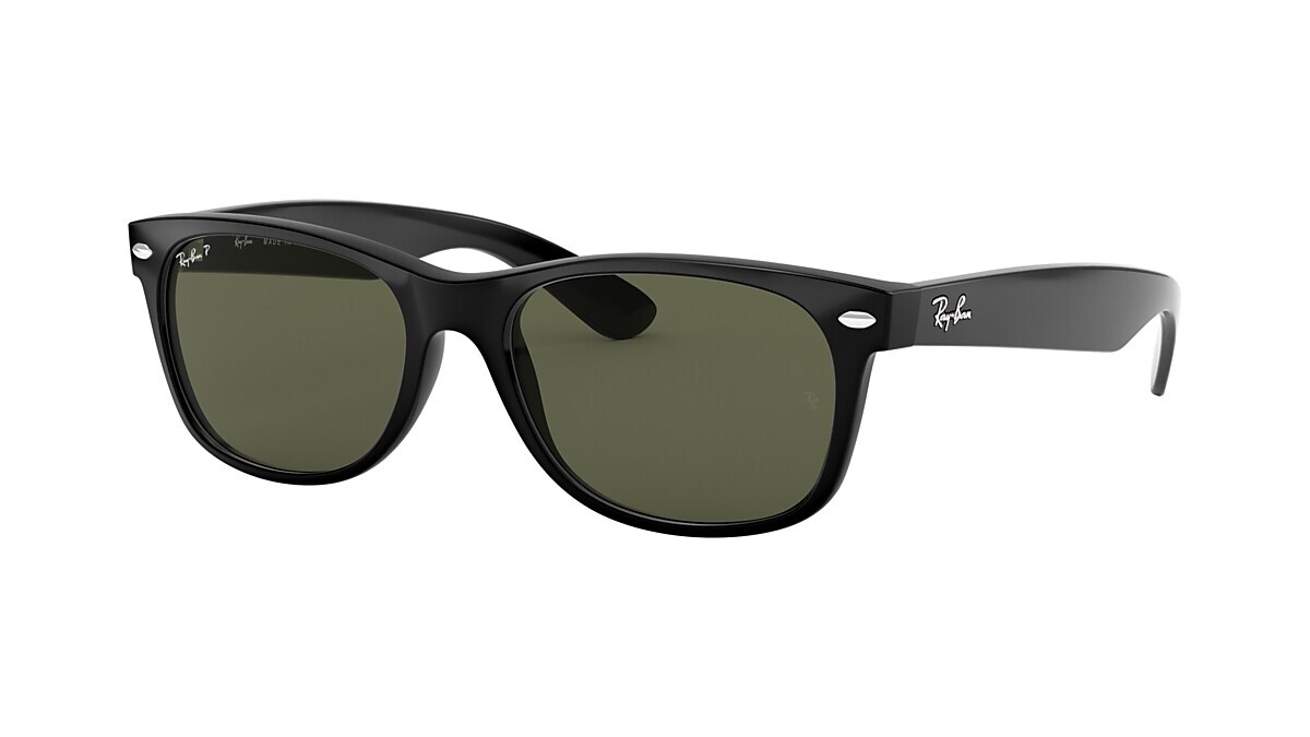 Ray-Ban New Wayfarer Classic Black/Green Polarized 58mm Sunglasses RB2132 901/58