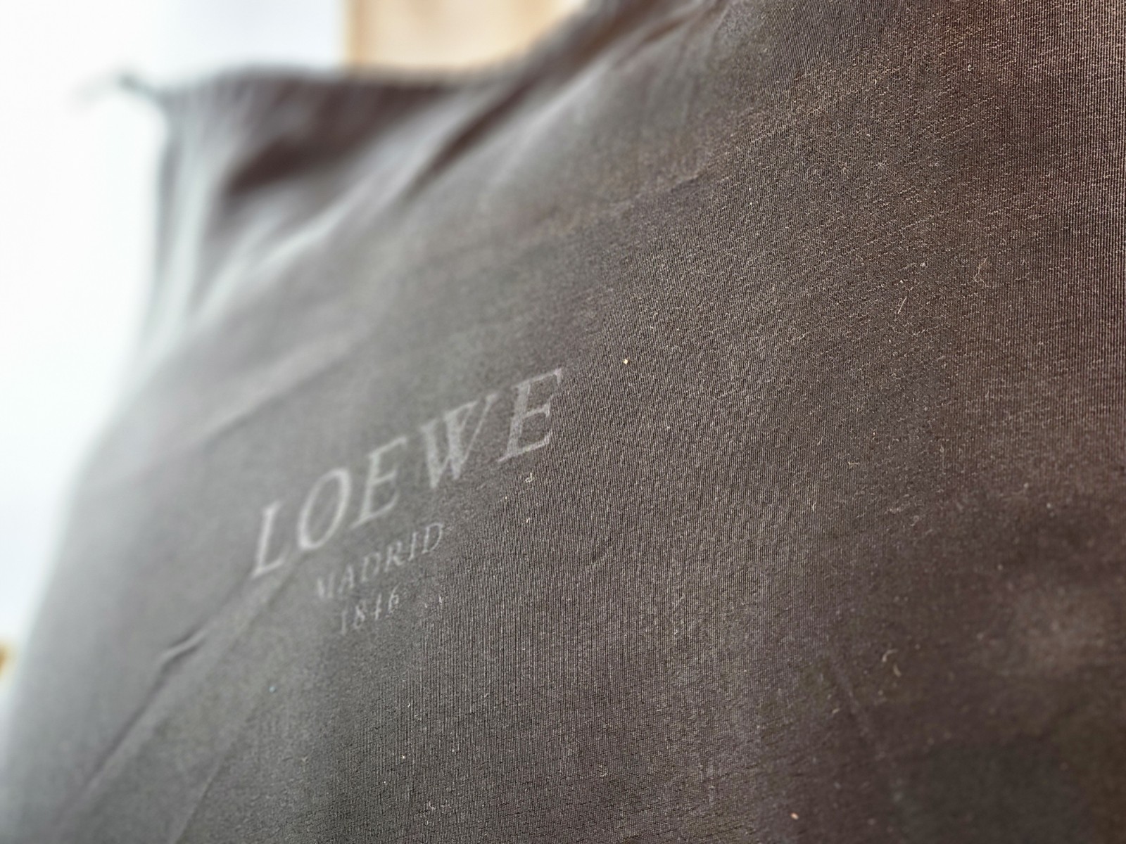 Authentic Loewe Black Dust Bag ONLY Drawstring 19×23″ Logo MADRID 1846 Storing