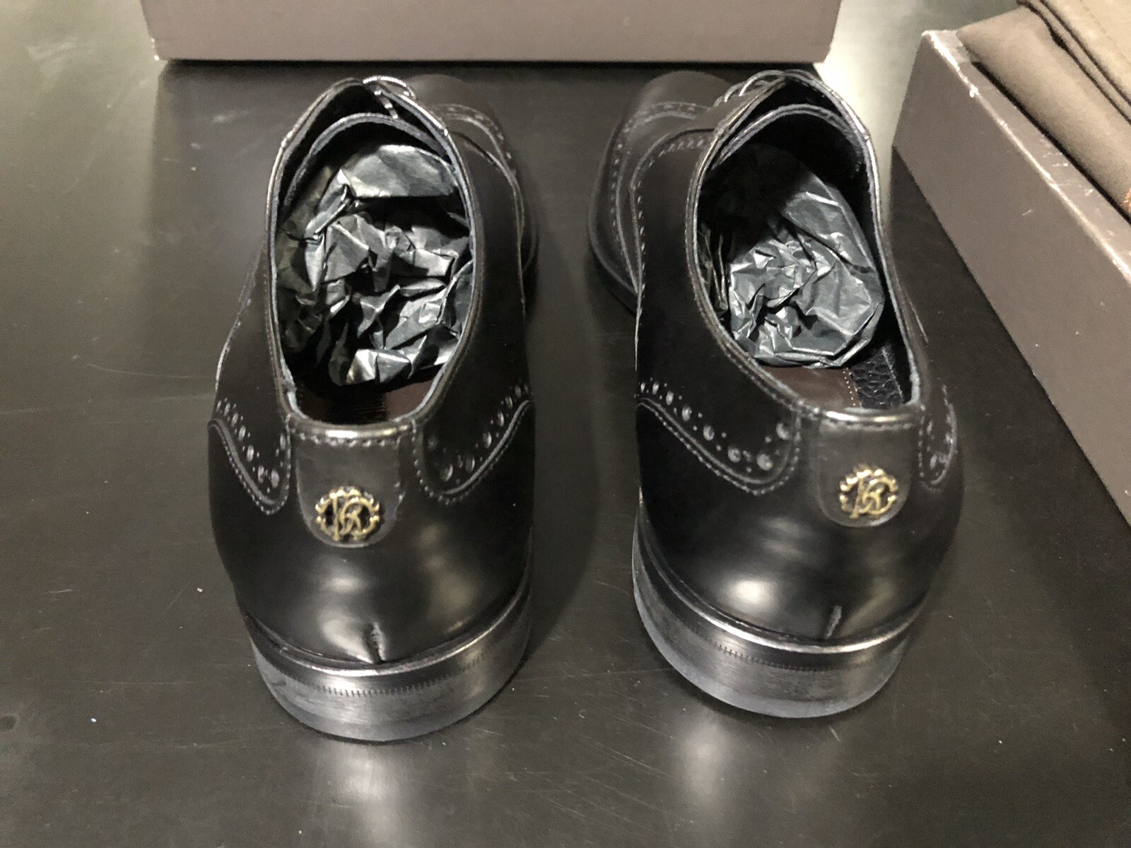 Roberto Cavalli Black Dress Shoes Made In Italy NIB Mens US7 UK6 EU39